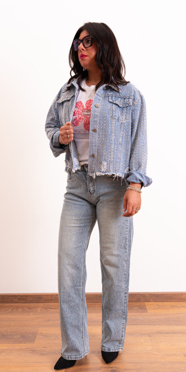 Giacca in denim con strass
