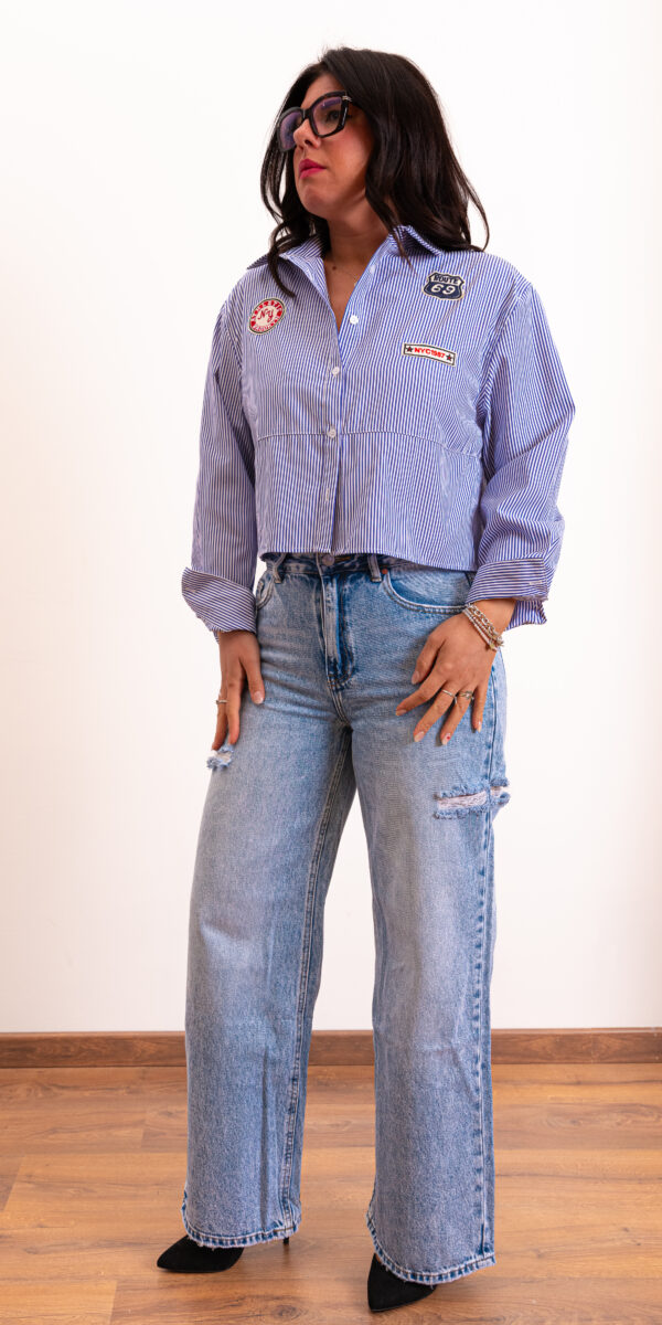 Camicia crop a righe