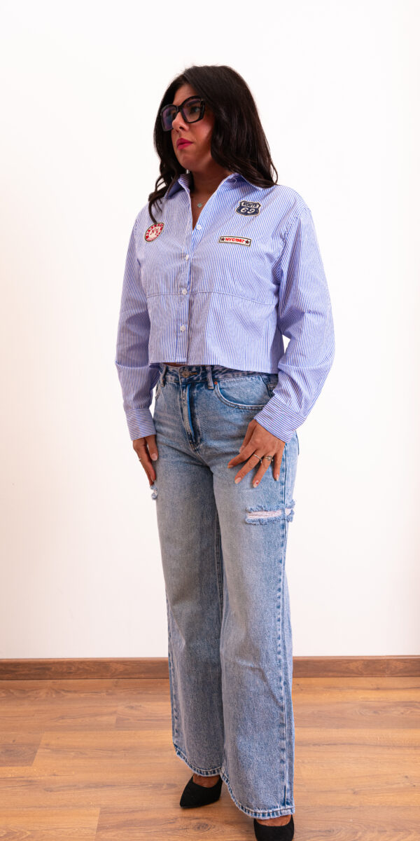 Camicia crop a righe - immagine 3